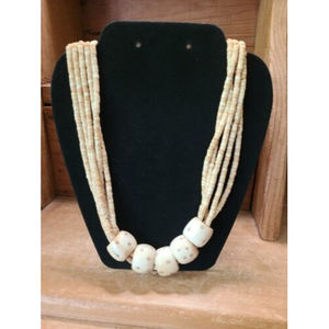 Boho Multi-Beaded Necklace 12" Cream
